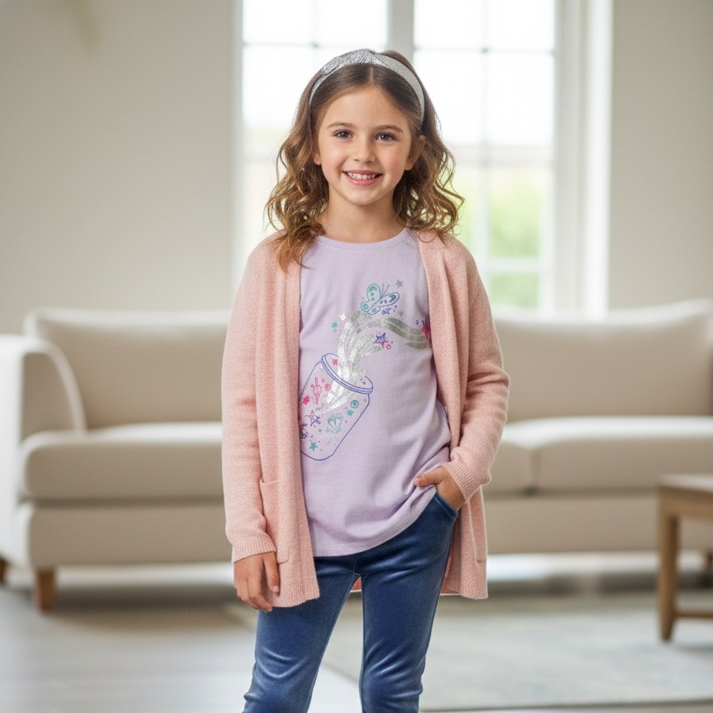Jumping Beans Purple Long Sleeve Tee with Whimsical Design